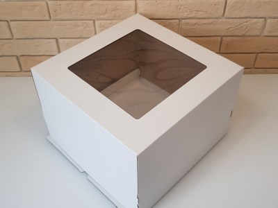 Тортница эконом  300x300x200 мм. квадратное окно белое 1712 - фото 6976