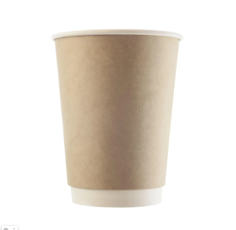 Стакан бумажный двухслойный одноразовый крафт внутри белый 400 мл. 2408