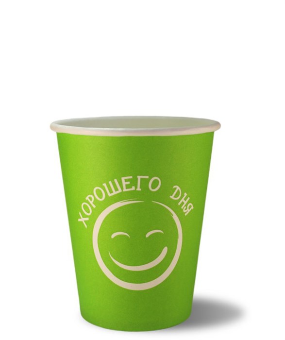 Стакан бумажный "Хорошего дня" (мятный) внутри белый 250 мл. 2421