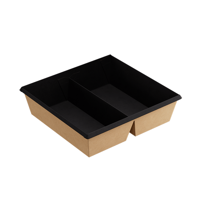 Бумажный контейнер OneClick 1200 мл Черный 2 секции 2321