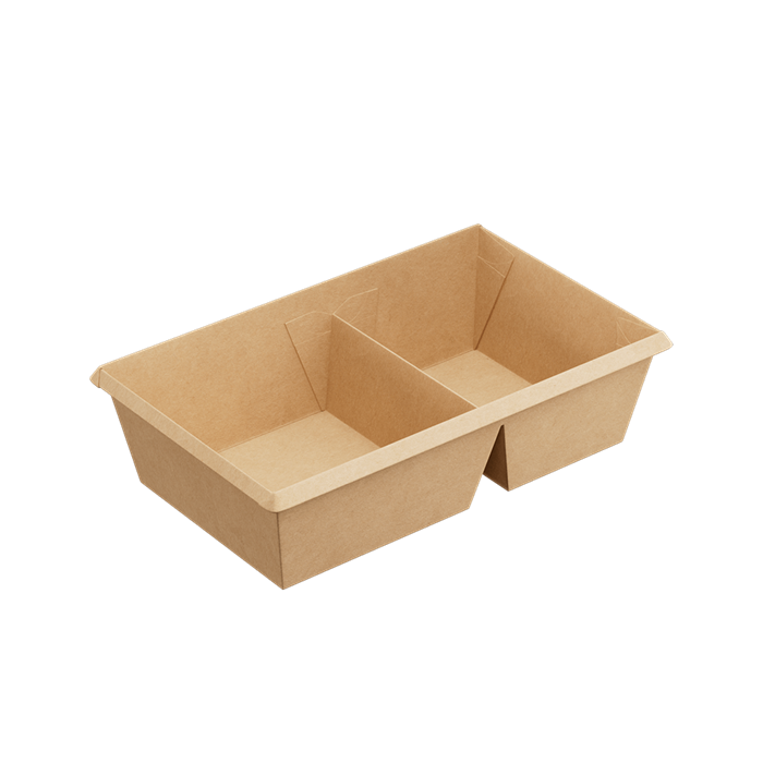 Бумажный контейнер OneClick 800 мл Крафт 2 секции 2318
