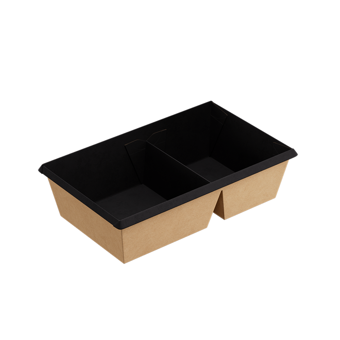 Бумажный контейнер OneClick 800 мл Черный 2 секции 2320