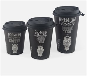 Стакан бумажный одноразовый Premium Qualiti Сова, внутри белый 250 мл. 2299